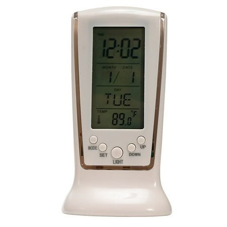 Digital Backlit LED Display Desktop Alarm Clock, Thermometer Calendar, Digital Clock with Date and Day Large Display