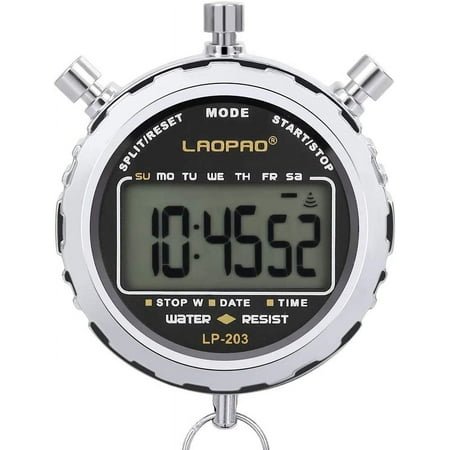 Digital Stopwatch, Waterproof 1/100 Second Accuracy Timer, Pocket Large Lcd Display Alarm Clock For Soccer Train Sports Coach…