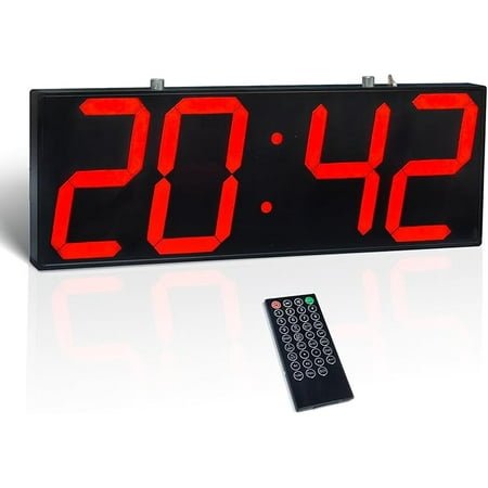 Digital Wall Clock with Double Sided Display, Large LED Clock with Timer,Alarm,Temperature and Date,Two Faced Hanging Digital Clock Large Display with 6''Number (Red)