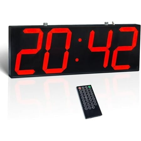 Digital Wall Clock with Double Sided Display, Large LED Clock with Timer,Alarm,Temperature and Date,Two Faced Hanging Digital Clock Large Display with 6''Number (Red)