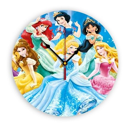 Dis×ney Princess Wall Clock, Clear Glass Dial, Silent and No Ticking Sound, Suitable for Bedroom, Office, School, Home and Living Room as a Gift or Decoration, Large Size 12 Inches