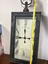 Distressed Shabby Chic Rustic Modern Farmhouse Wood Metal Wall Clock with Door
