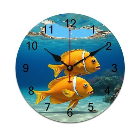 Dolphins Jumping Seashell Colorful Fish Bedroom Wall Clock Large Modern Kitchen Dinning Round Living Room Watch Home Decor