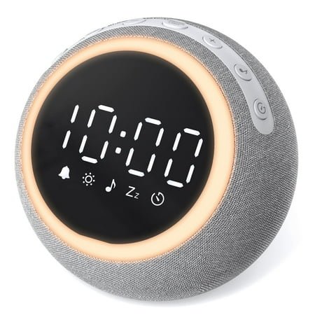 Dreamegg White Noise Sound Machine for Sleep, Sleep Machine with Alarm Clocks and Night Light for Bedrooms, Gray