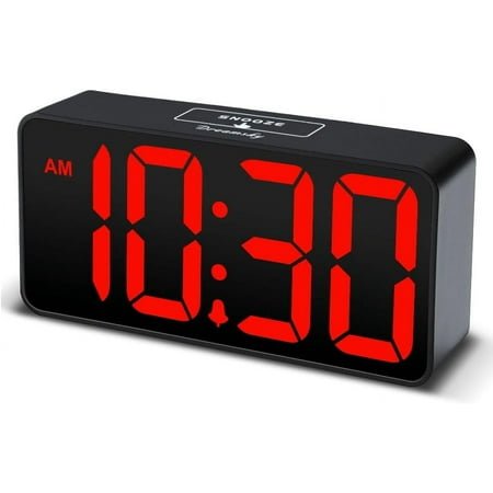 DreamSky Super Loud Alarm Clock for Heavy Sleepers - RGB Small Digital Clock for Kids Bedroom Bedside Nightstand, Electric Desk Clock with Large Numbers, Dimmer, Adjustable Volume, USB Port, Snooze
