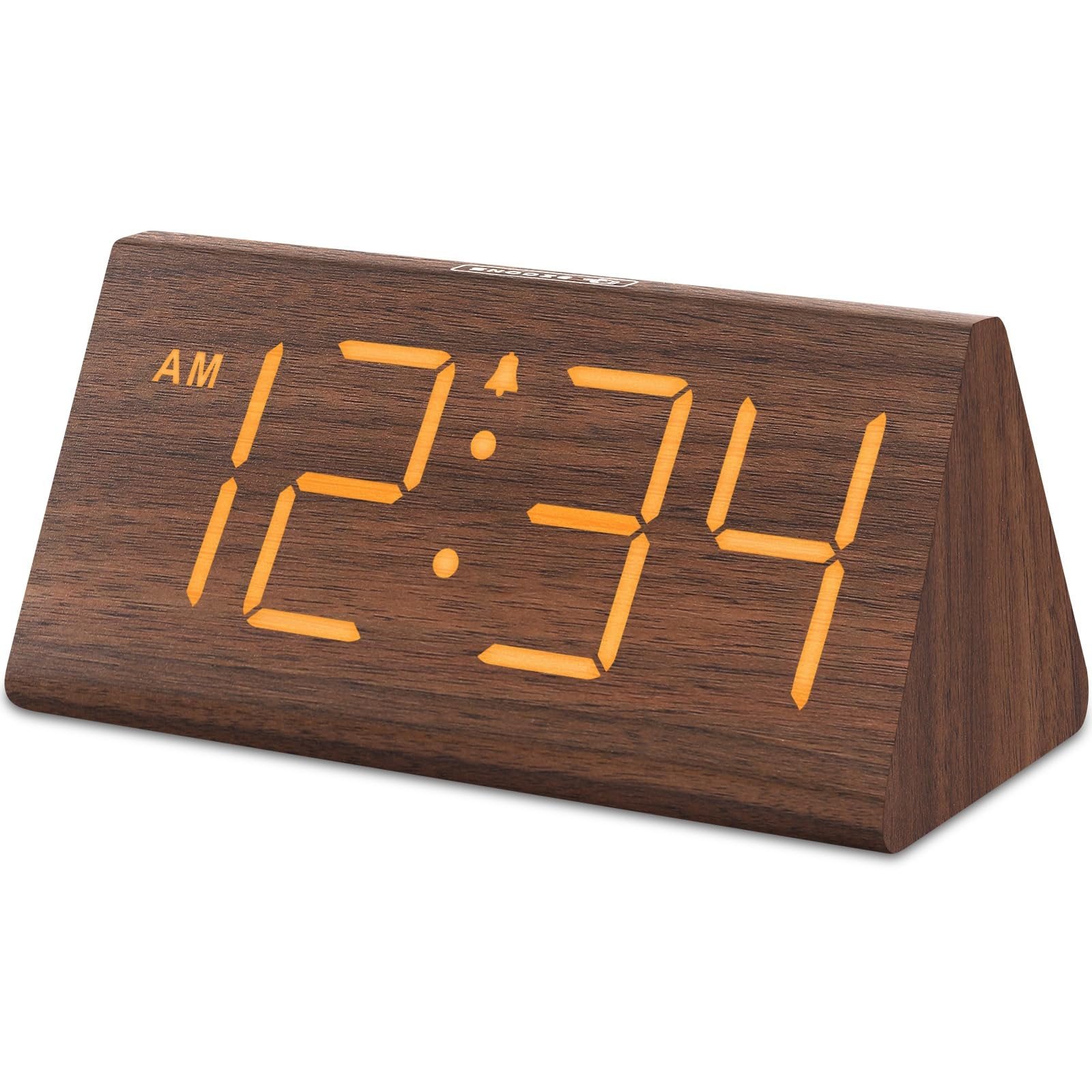 DreamSky Wooden Digital Alarm Clocks for Bedrooms - Electric Desk Clock with ...