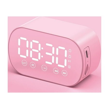 EGYMEN Wireless Bluetooth Speaker with FM Radio, Mini Portable Card Mirror Alarm Clock, Sound Alarm Clock Settings for All Phones, Home Decor Gifts for Children