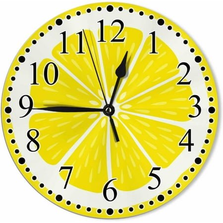 EIKODO-Clock Lemon Slice Style Wall Clock 10 Inch Silent Non-Ticking Clocks Battery Operated for Home Living Laundry Room Kitchen Bedroom Office