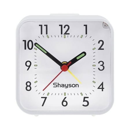 Electric Analog Alarm Clock, Silent Digital Small Snooze Clock, Digital Clocks with Light, Battery Operated Loud Alarm Clock for Bedroom, Bedside, Desk, Student (White), gift