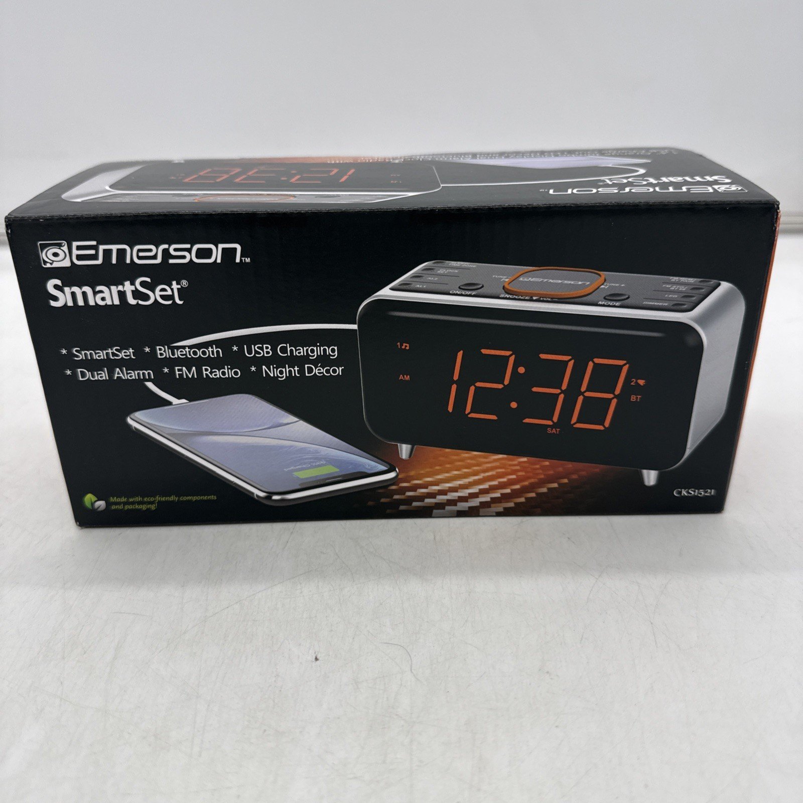 Emerson Radio SmartSet Alarm Clock Radio with Bluetooth Speaker - CKS1521