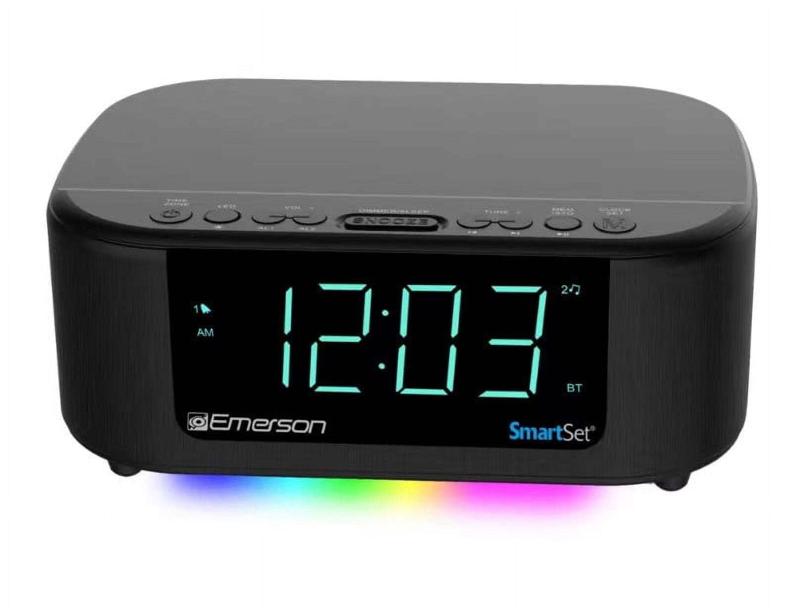 Emerson Smart Set Dual Alarm AM/FM Clock Radio Bluetooth Speaker Type C USB Port