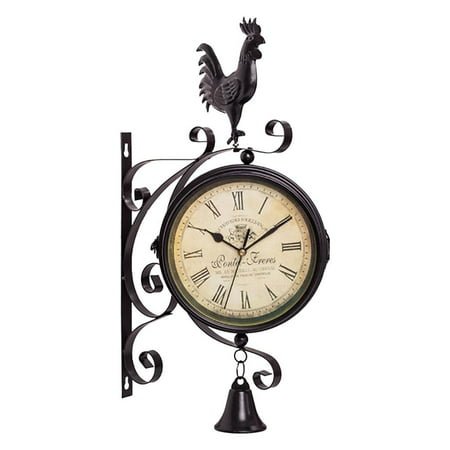Esquirla 11.81 Quartz Vintage Outdoor Wall Clock, Double Sided Antique Style