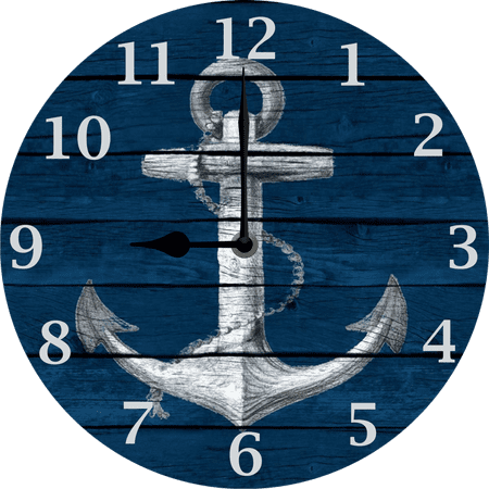 Eveokoki 10 Inch Nautical Anchor Wall Clock, Non Ticking Silent Clocks, Nautical Retro WoodenAnchor Clocks, Easy to Read Wall Clocks for Kitchen/Living Room/Bedroom