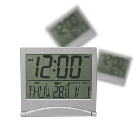 EXHUMKY Mirror Alarm Digital Clock Silver 1Pack 3.5 x 3.1 x 0.8In