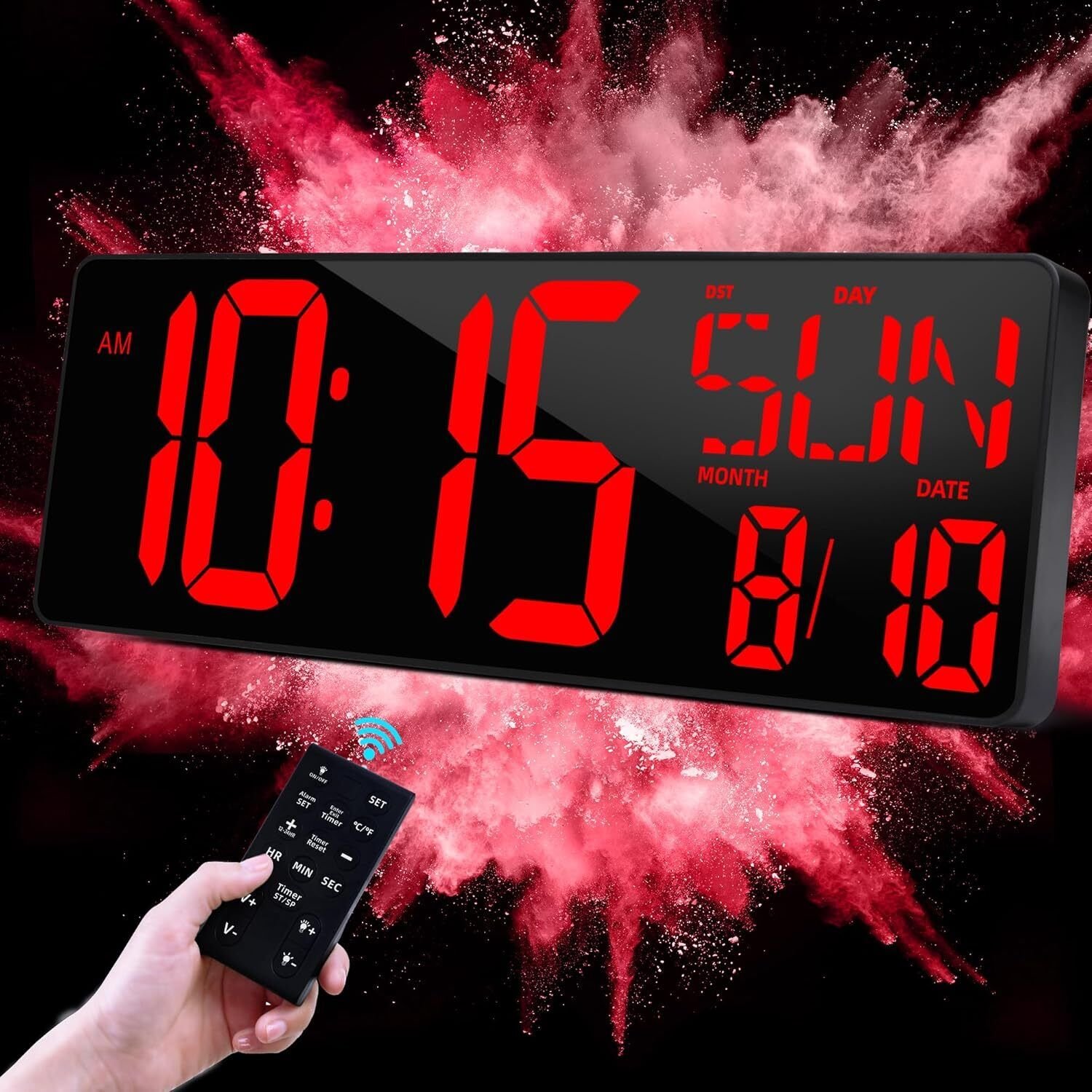 Extra Large Digital Wall Clock 16.5 Inch Big Numbers Remote Control Timer