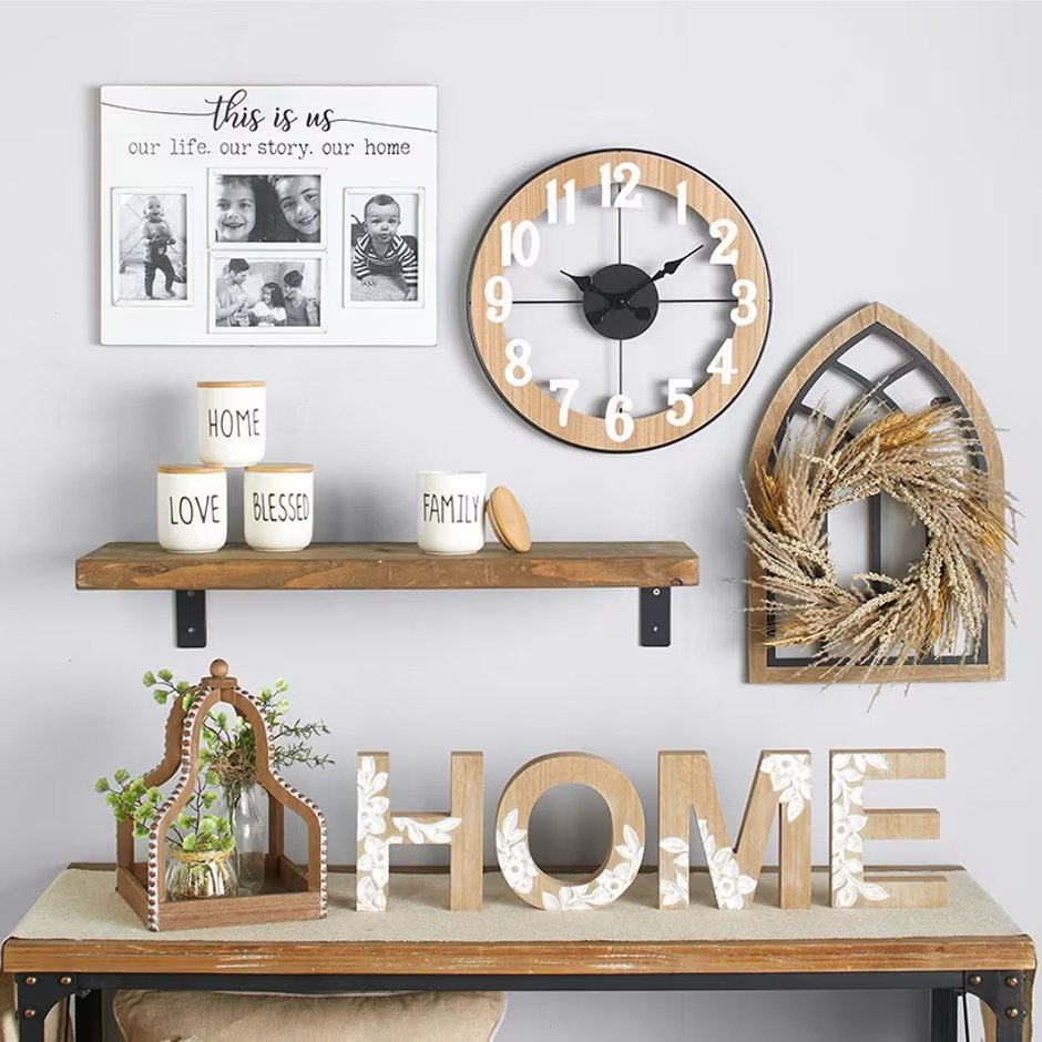 Farmhouse 16" Metal Wall Clock Modern Contemporary Large Wall Clock