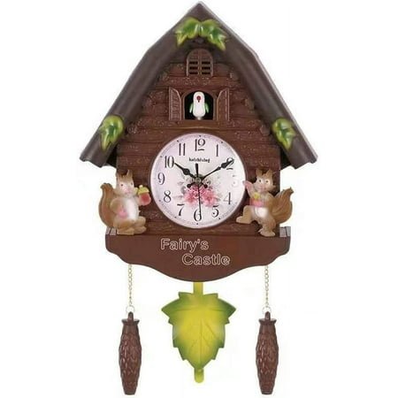 fenze Cute Bird Wall Clock Cuckoo Alarm Clock, Animal Doll Wall Clock, Brief Children Bedroom Decor Home Day Time Alarm Clocks,B