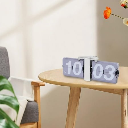 Flipping Out Wall and Tabletop Flip Clock for Living Rooms, Bedrooms, Studies, Offices, Battery Operated Digital Display, Two Types of Installation(Grey)
