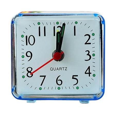 FNGZ Clock Clearance Promo Square Small Bed Compact Travel Quartz Beep Alarm Clock Cute Portable Blue