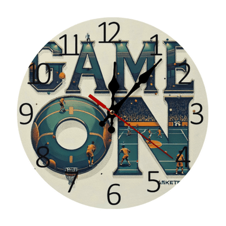 Game On Wall Clock –Silent Modern Art Decor with Basketball Theme for Home, Perfect Gift for Teachers and Sports Enthusiasts, Sports Theme Decor 10-Inch (AA Battery Not Included)