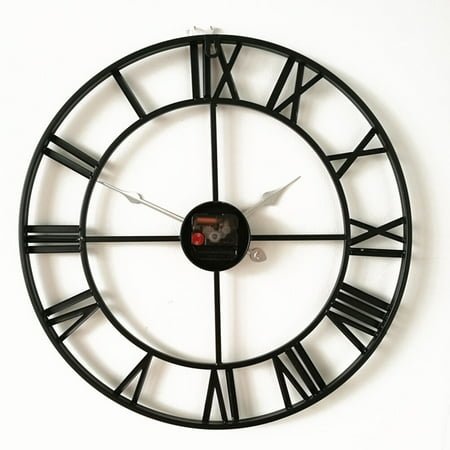 GOOHOCHY 40 CM Roman Numeral Wall Clock Decorative Clock Traditional Clock Size 1 Black