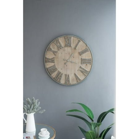 HANNZEL 18x29 Antique White Oval Wall Clock – Vintage-Style Distressed Wood Finish, Large Easy-to-Read Numerals | Quartz Movement, Battery Operated | Rustic Farmhouse Decor for Living Room