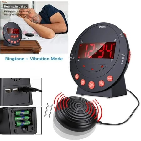 Haokaini Vibrating Alarm Clock, Snooze Dual Alarm Clock with Bed Shaker, Digital Alarm Clock Elderly Alarm Clock, Extra Loud Alarm Clock for Heavy Sleepers