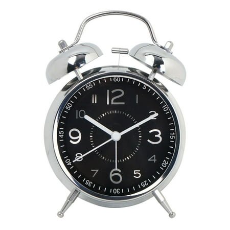Harlier Alarm Clock, Twin Bell Galvanized Metal 4.5 Extra Loud Quartz Battery Operated with Backlight for Bedside Table, Vintage Silent Non-Ticking Old Fashioned Decorative Desk Clocks
