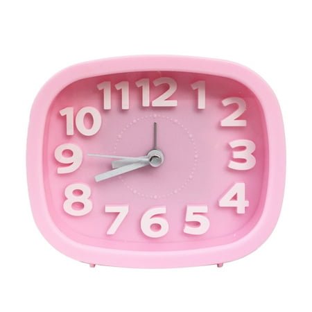Harlier Small Battery Operated Alarm Clock, 4.5 inches Bedside Analog Non-Ticking Silent Small Desk Clock with Arabic Numerals, Table Clock for Living Room, Bedroom (Pink)