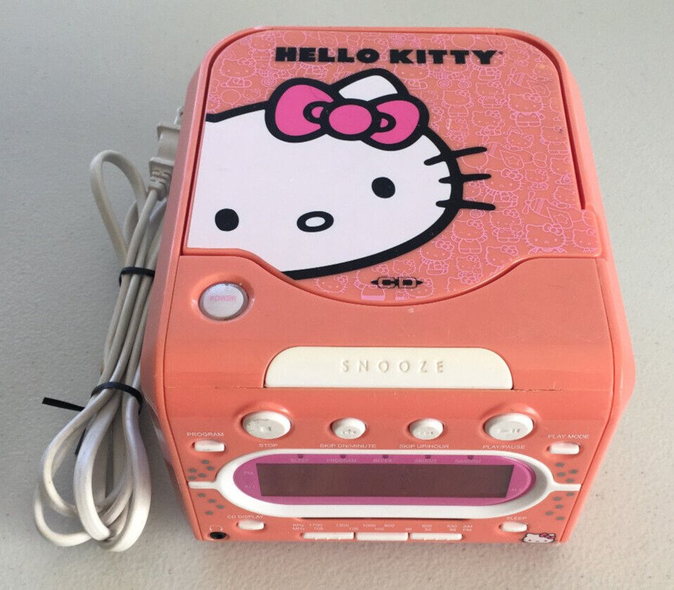 Hello Kitty KT2053A AM/FM Stereo CD Dual Alarm Clock Radio (For Parts or Repair)
