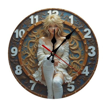 Highlights a person with arms outstretched against a city skyline at sunset, with a vibrant, multicolored background. 9.8 - inch decorative silent wall clock