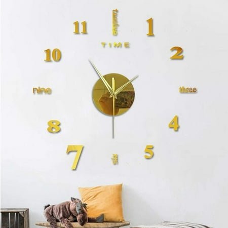 HOARBOEG 39.37 Quartz Modern 3D Effect Indoor Oversized Wall Clock, Easy Installation Wall sticker