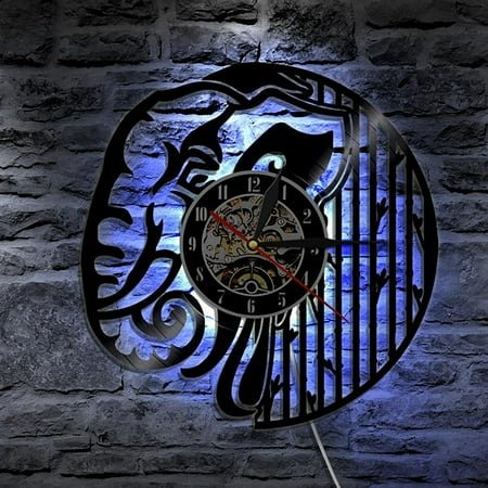 Home decor ZKCCNUK Vinyl Record Wall Clock Retro Wall Clock Led Night Light Wall Clock Indoor Outdoors