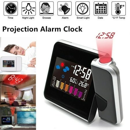 Home Digital LED Display Projection Alarm Clock Weather Temperature Thermometer Humidity Table Clock Table Morning Clock