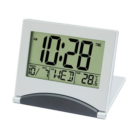 Home Saving! Jubipavy Ultra-thin Children Student Small Alarm Clock Bedside Bedroom Travel Clock LCD Digital Display Multi-function Gift Alarm Clock