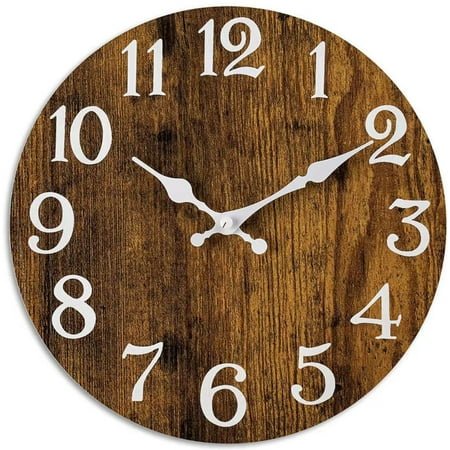 Homore 10Inch Round Wall Clock, Silent Ticking, Decor Bathroom Kitchen Office School Geometric Pattern Wall Clock