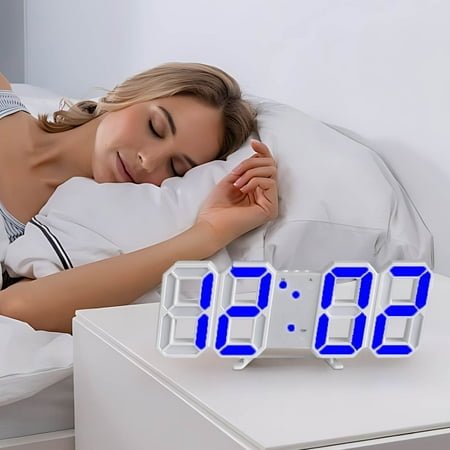 Honeeladyy 9Inches Multicolor LED Digital Wall Clock Alarm Clocks with Glowing Night Mode, Adjastable 3D LED Light Decorate Clocks with Brightness/Time/Temperature Display for Kitchen Bedroom Office