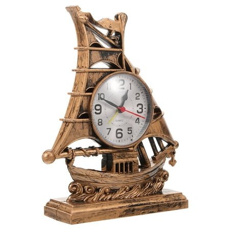 HONMEET Sailboat Sculpture Alarm Clock Wear-Resistant Novelty Table Clock for Bedroom 1Pcs