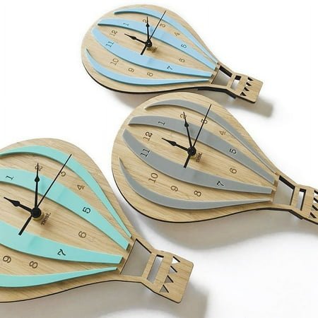 Hot Air Balloon Shaped Mute Wall Decorsative Clock Art Decors Wall Clock for Home Office (Without Battery