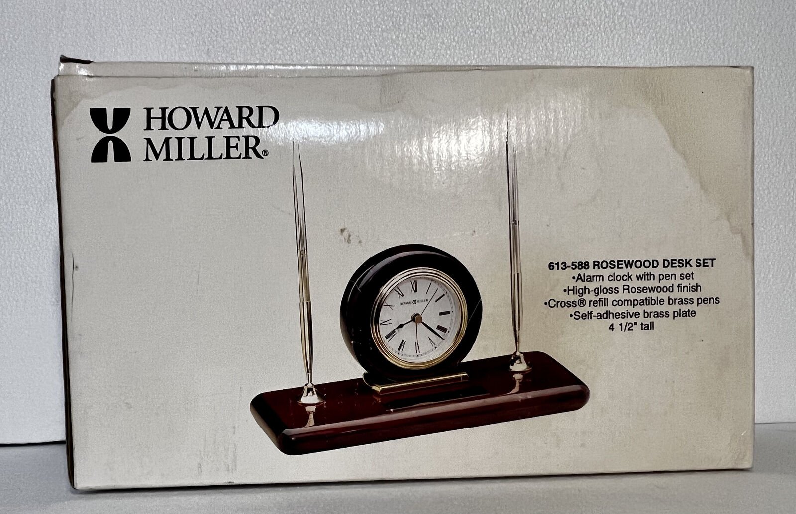 Howard Miller 613-588 Rosewood Desk Set W/ JWI PLAQUE - Alarm Clock with Pen Set