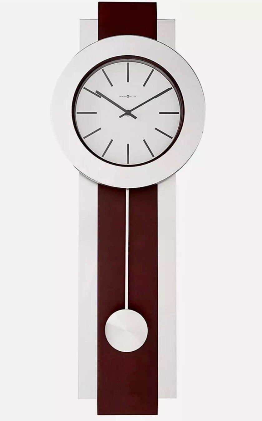 Howard Miller Bergen Wall Clock 625-279 – Modern, Merlot Cherry Finish, Brushed