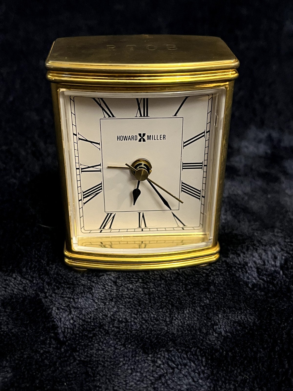 Howard Miller Brass Travel Desk Clock wtih Roman Numerals
