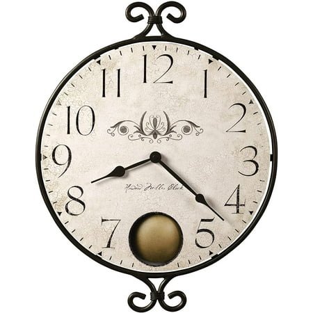Howard Miller Randall Vintage Wall Clock – Rustic Wrought Iron Design, Silent Quartz Pendulum, Battery Operated, Perfect Antique Style Decor Accent for Living Room, Kitchen, or Office