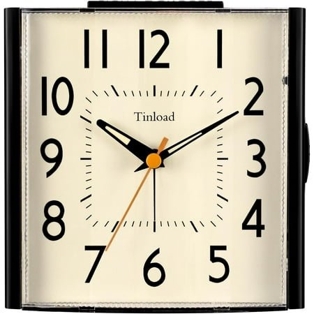 HYKE 4.7 Large Vintage Retro Analog Alarm Clock, Silent Non Tic Clock with Manual Light, e, Battery Operated, Simply Design, for Living Room, Bedroom, Bedside, Desk, Gift Clock