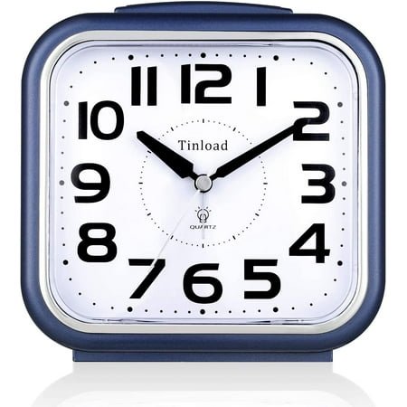HYKE 5.5 Extra Large Analog Alarm Clock Silent Non Tic, Gentle Wake, Beep Sounds, Increg Volume, Battery Operated e and Manual Light, Easy Set, Blue