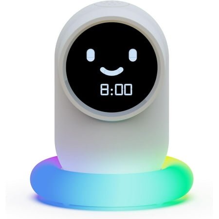 HYKE Alarm Clock with LED Colorful, e, Sp Sounds, Nap Time, Alarm Clock for Friends, Family,Younger, for Bedrooms, White