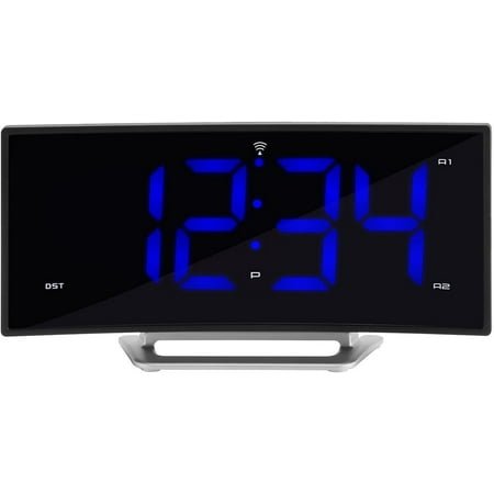 HYKE La Crosse Technolo Curved Blue LED Atomic Dual Alarm Clock, 1.8 Inch (617-249)