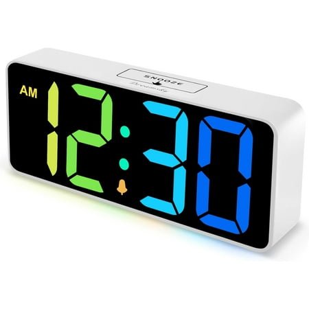 HYKE Large Digital Alarm Clock Big Numbers for Seniors & Visually Impaired, RGB 9 Inches Desk Clock for Bedroom, Dimmable Jumbo Display, USB Ports, Loud Alarm for Heavy Spers, Adjustable Volume