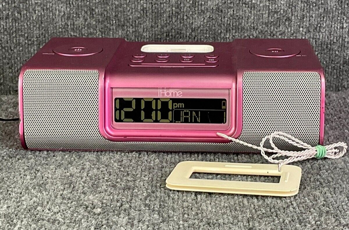 iHome AM/FM Alarm Clock Radio iP9PR Docking Station For iPod & iPhone In Pink