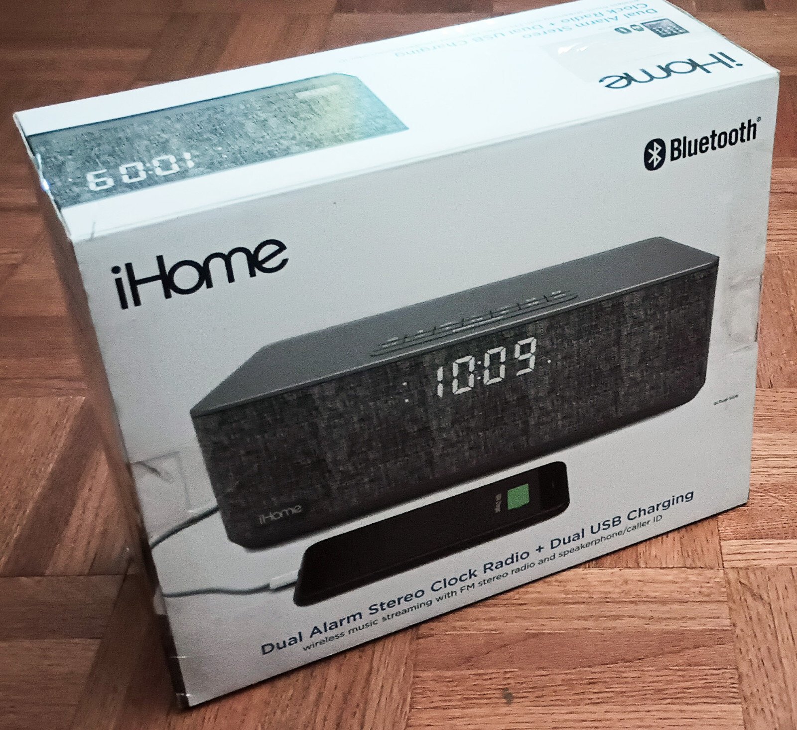 iHome Bluetooth Dual Alarm Stereo Clock Radio w/ Dual USB Charging